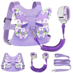 3 in 1 Toddler Harness Leashes + Anti Lost Wrist Link (Color: purple)
