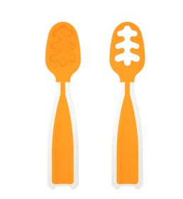 2Pcs Baby Spoons, Feeding Littles, Silicone Pre-Spoon for Kids (Color: orange)